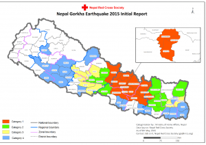 Figure 1 Map of Nepal with hardest earthquake-hit districts
