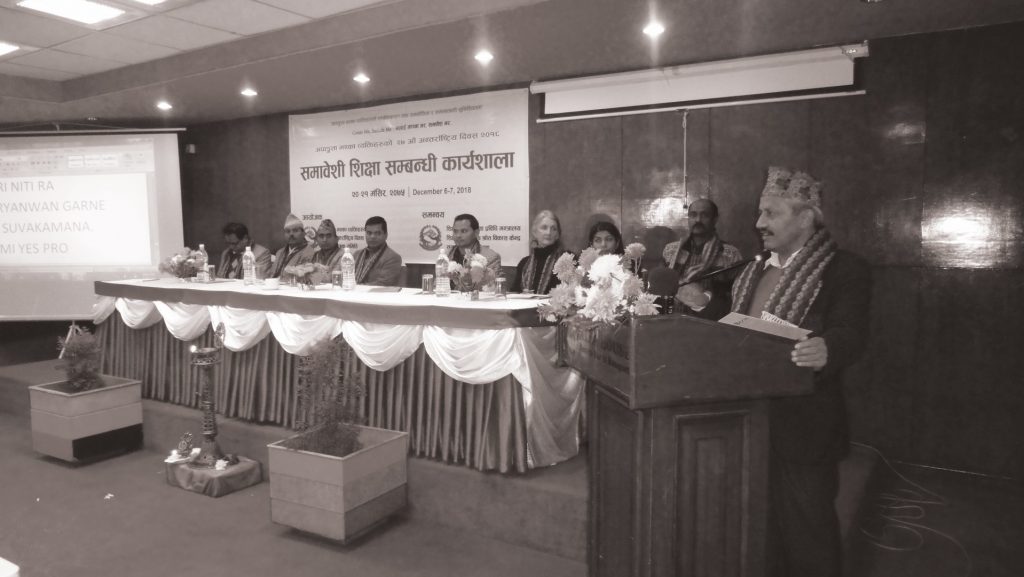 Minister of Education addressing the inclusive education workshops