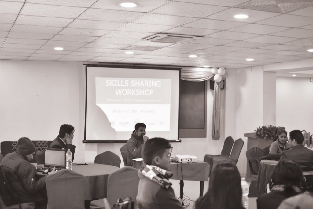 NFDN workplacement coordinator Kiran Raj Poudel presenting in the program