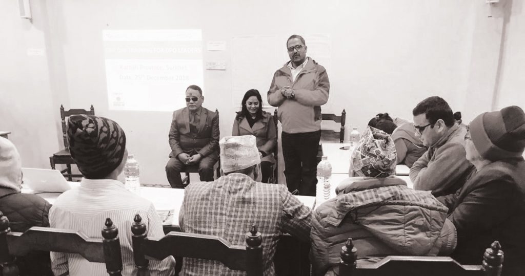 NFDN province 6 president Bishnu Sharma giving his remarks during the program