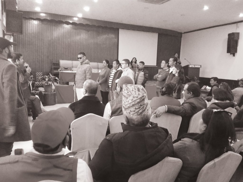 Raju basnet, general secretary orienting  the participants