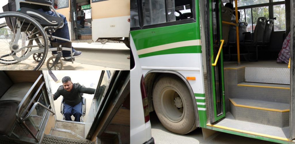 गाडीको अगाडीको च्हिलचियर प्रयोगकर्ता