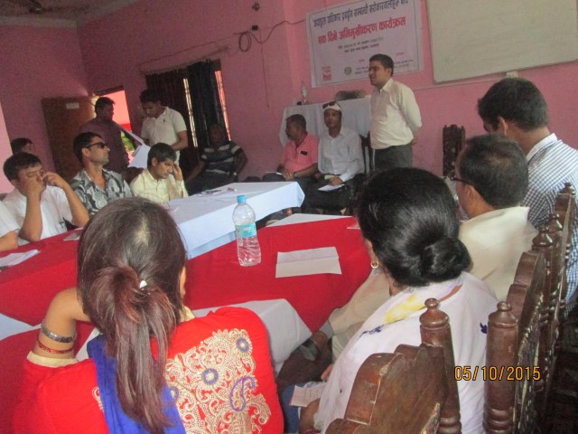 Mr. Bimal Paudel, Project Officer at NFDN spekaing during the program