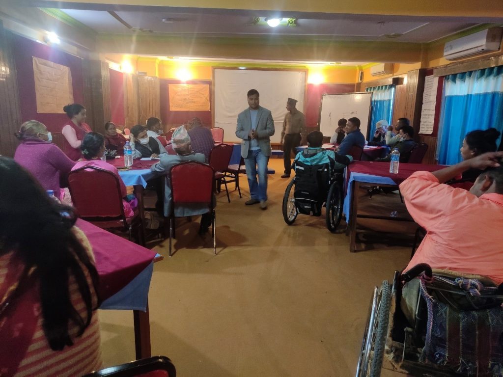 स्थानिय तहमा स्वास्थ्य र पुर्नस्थापना सेवा प्रवर्धन गर्न DPOs को भुमिका विषयमा छलफल गरिदैं l