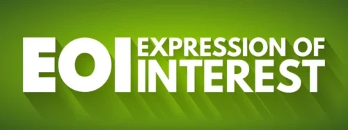 eoi expression interest decoration text on green background.