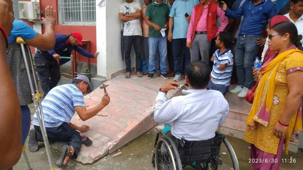 Disabled people are protesting at office