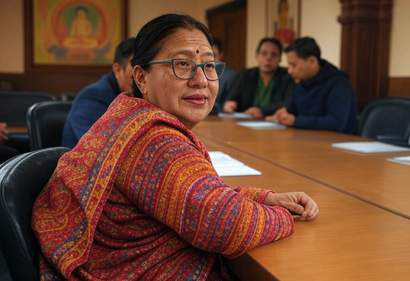 Close up shot of a women sitting in a meeting table